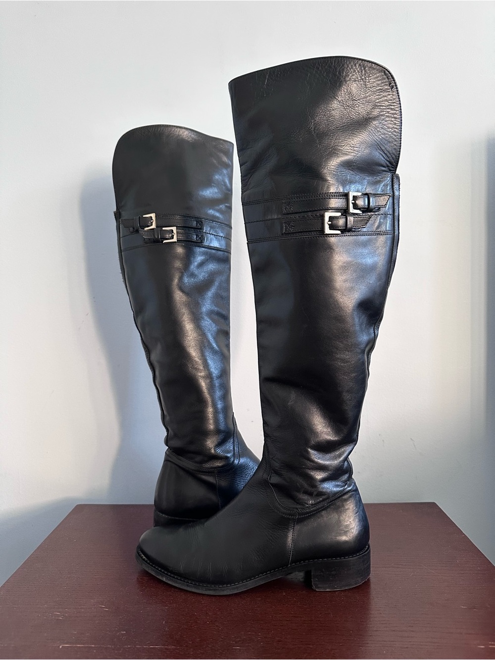 Browns Couture Italian Leather Over-the-Knee Buckle Boots 38.5